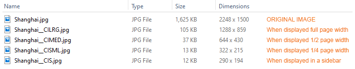 An example of image optimisation where the original image is dynamically scaled-down in dimension and file size to suit where the image is being used on the website