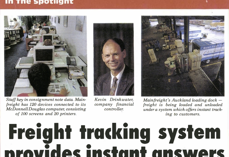 old newspaper article clip on freight tracking system