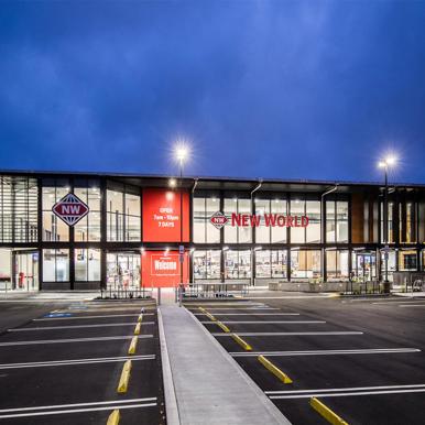 New World Supermarket at night