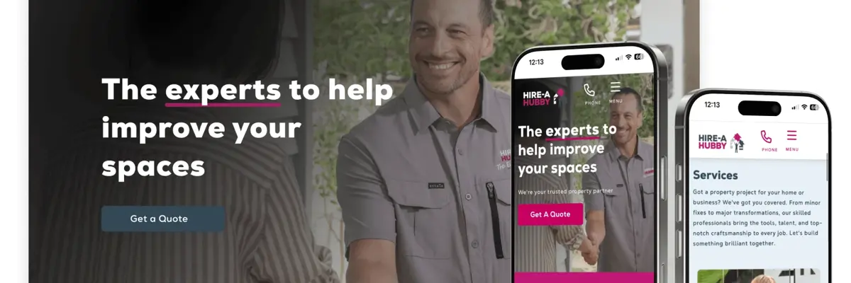 hire a hubby website screen and mobile screens