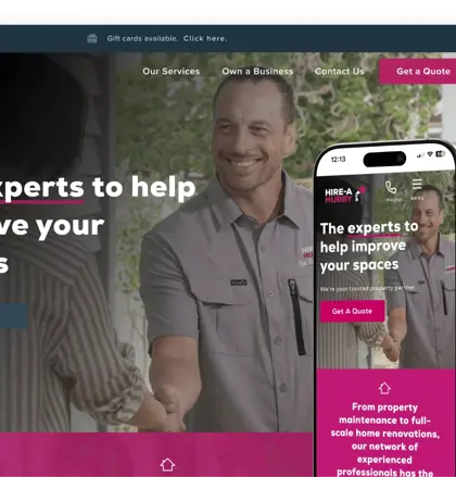 hire a hubby website screen and mobile screens