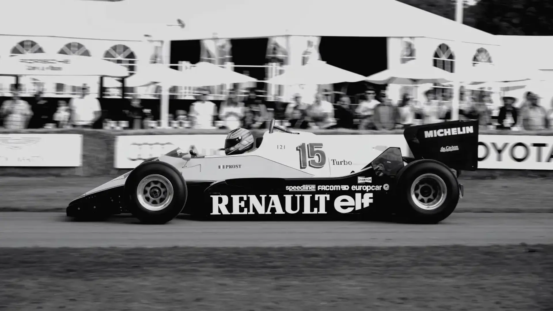 F1 Car in black and white